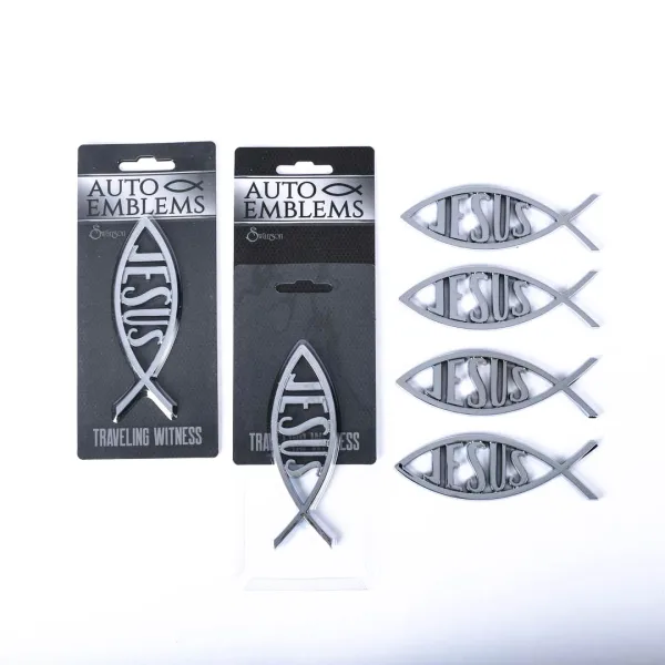 Auto Emblem Jesus Fish Silver- Swanson Christian Products