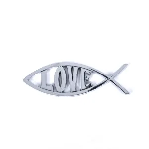 Auto Emblem – Love Fish – Silver – Pack of 6