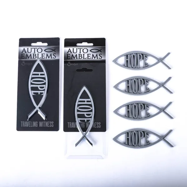 Auto Emblem Hope Fish Silver- Swanson Christian Products