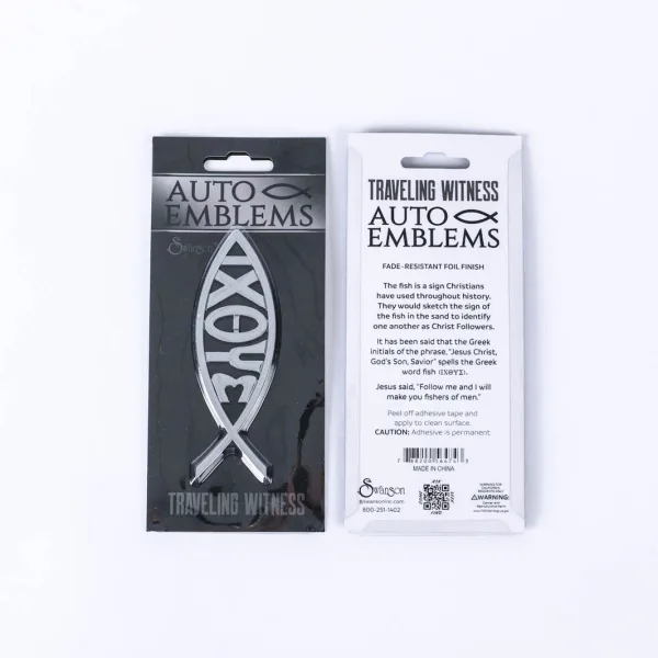 Auto Emblem - Ixoye Fish - Silver - Pk6 | Swanson Christian Products