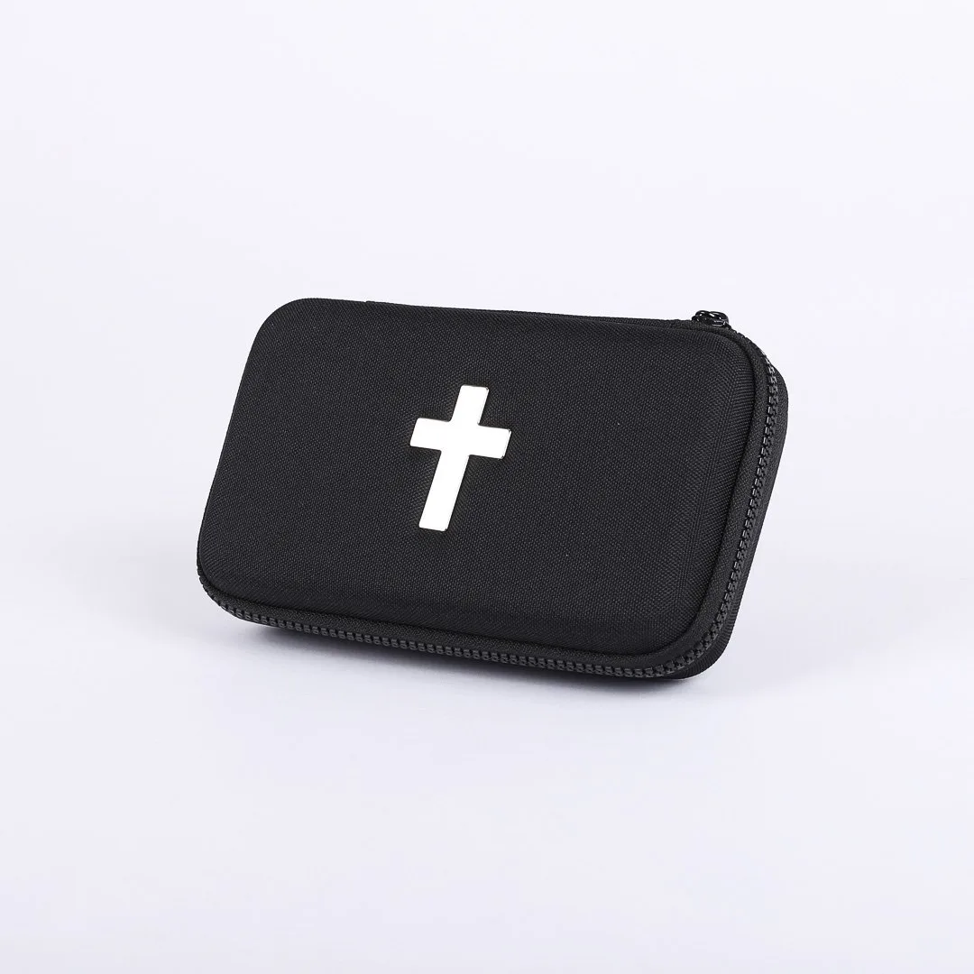Communion Portable 24 Cup Set With Imitation Black Leather Case With Cross- Swanson Christian Products