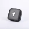 Portable Communion Set With Imitation Black Leather Case With Cross- Swanson Christian Products