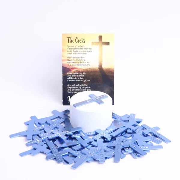 Pocket Cross God Answers Prayer Blue- Swanson Christian Products