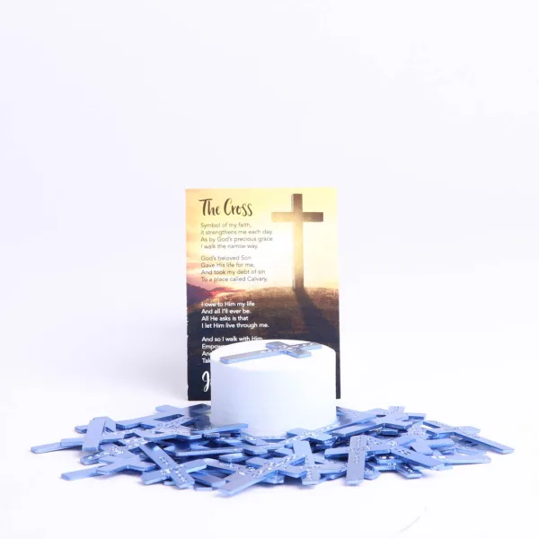Pocket Cross God Answers Prayer Blue- Swanson Christian Products