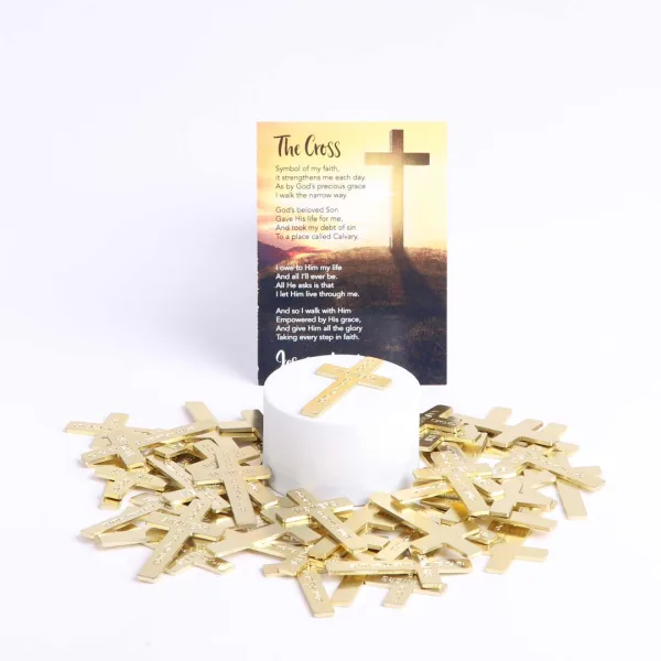 Pocket Cross God Answers Prayer Gold- Swanson Christian Products