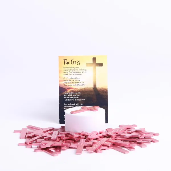 Pocket Cross God Answers Prayers Pink- Swanson Christian Products