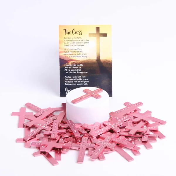 Pocket Cross God Answers Prayers Pink- Swanson Christian Products