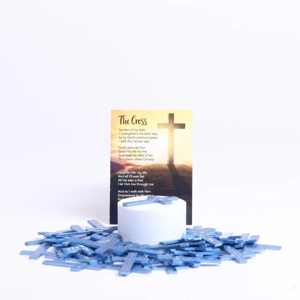 Pocket Cross God Answers Prayer Blue- Swanson Christian Products
