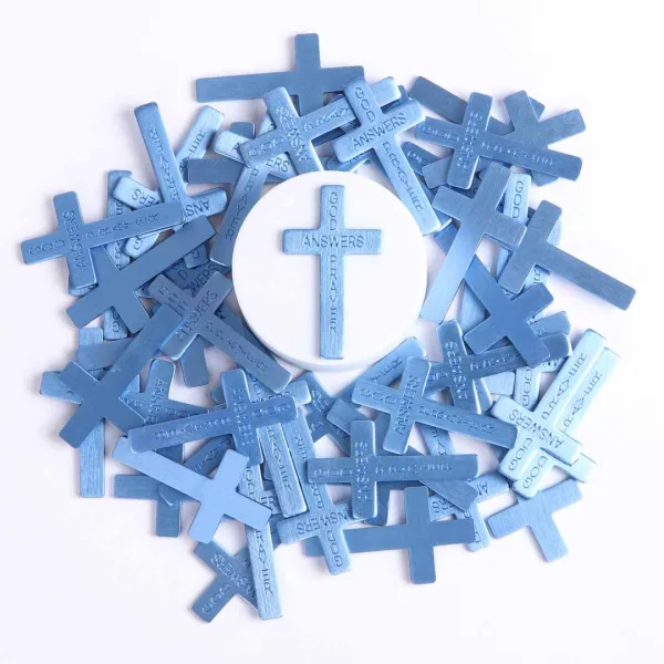 Pocket Cross God Answers Prayer Blue- Swanson Christian Products