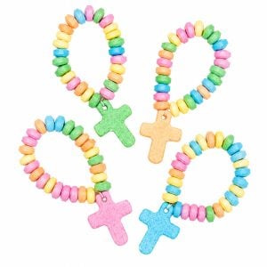 Candy Bracelets with Cross Charm – Pack of 12