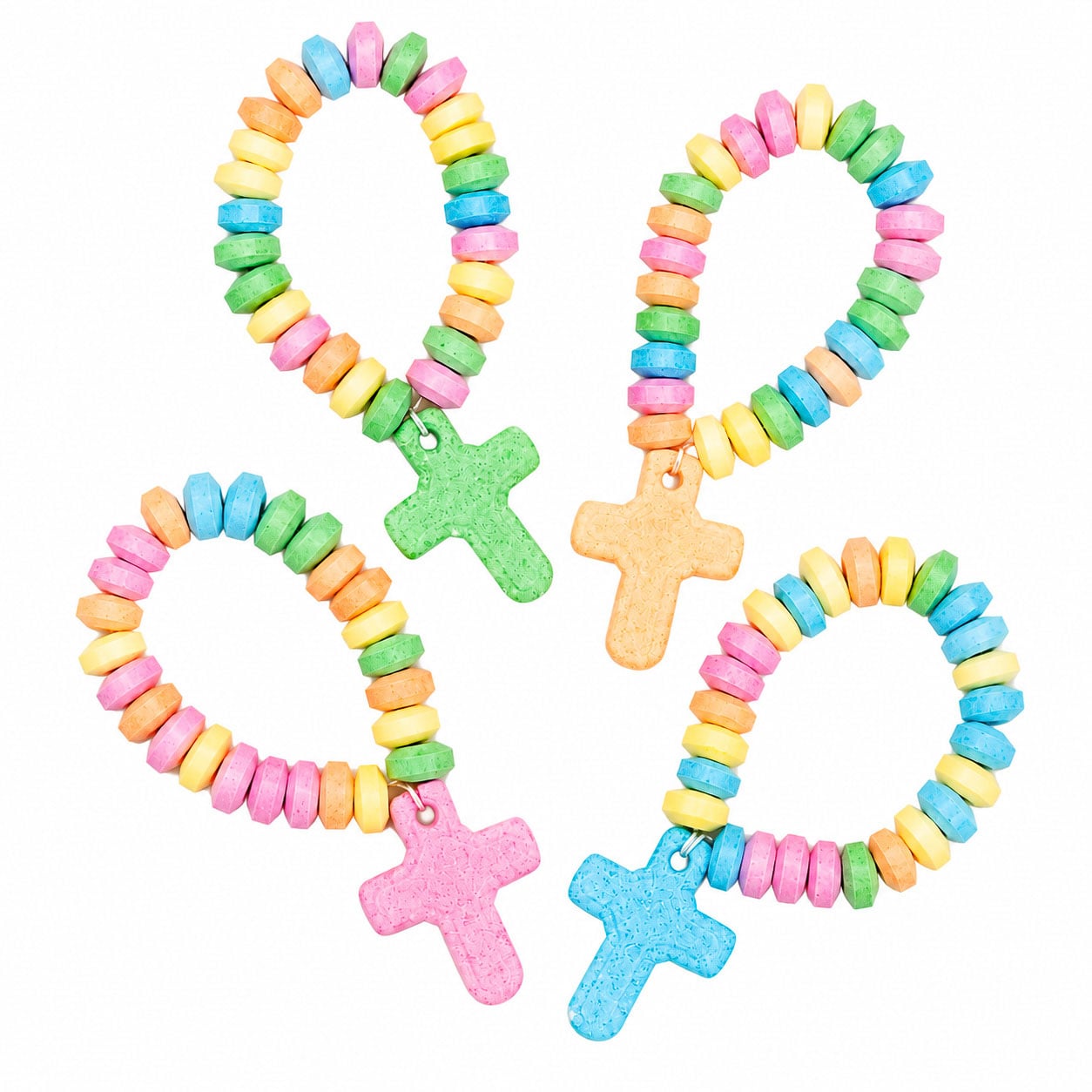 Candy Bracelets with Cross Charm - Pack of 12