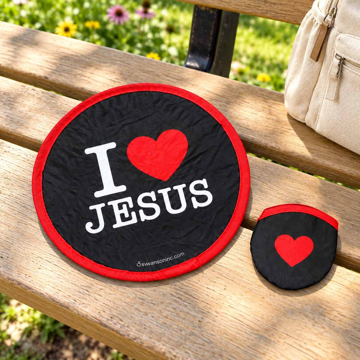 I Love Jesus Foldable Hand Fan - with Pouch - Pack of 6 - Image 2