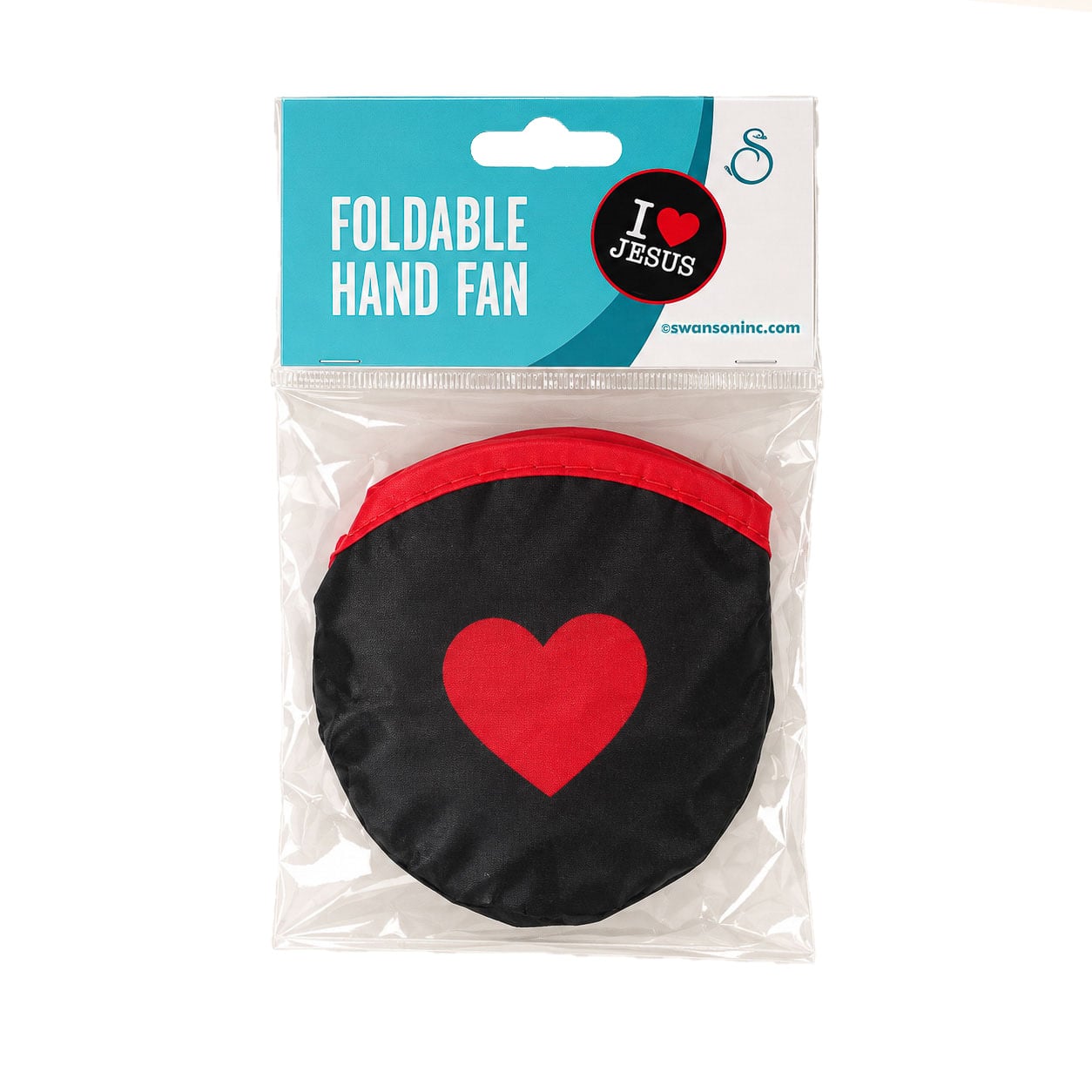 I Love Jesus Foldable Hand Fan - with Pouch - Pack of 6 - Image 4