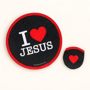 I Love Jesus Foldable Hand Fan – with Pouch – Pack of 6