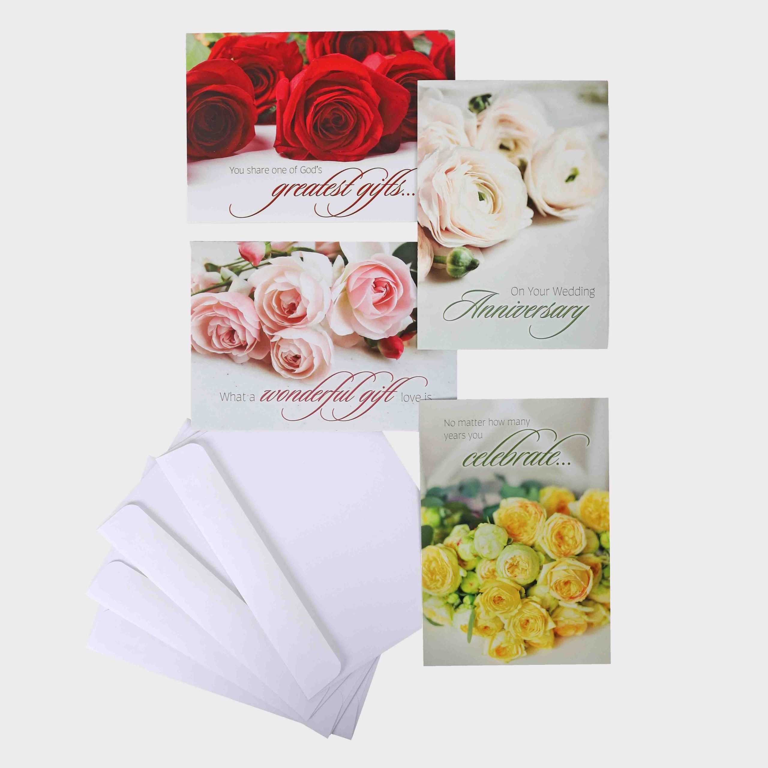 Anniversary Cards - Roses In Bloom Boxed Set 12Ct NIV