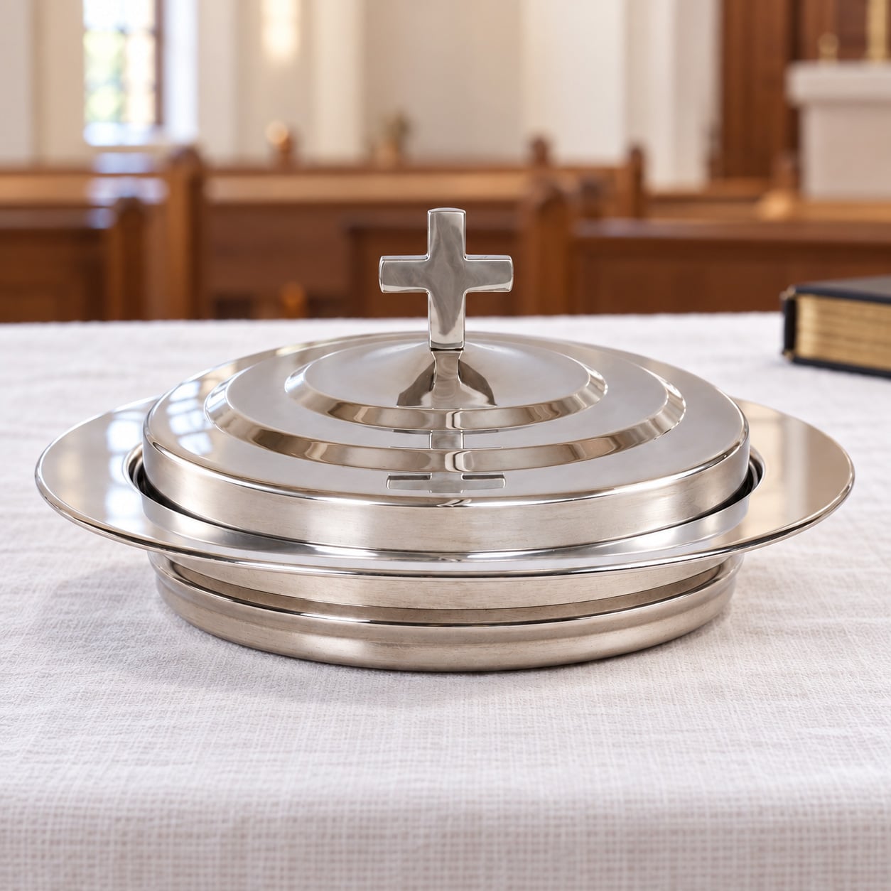 Communion Bread Plate Cover - Silver - Image 5