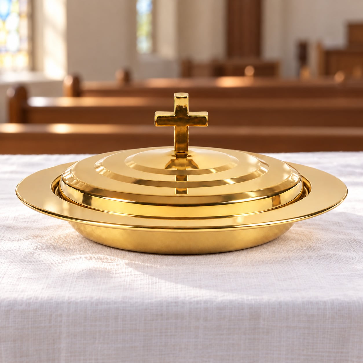 Communion Ware Bread Plate Cover - Gold - Image 5