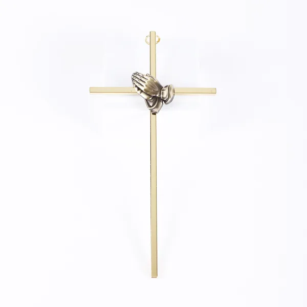 Wall Cross Praying hands gold- Swanson Christian Products