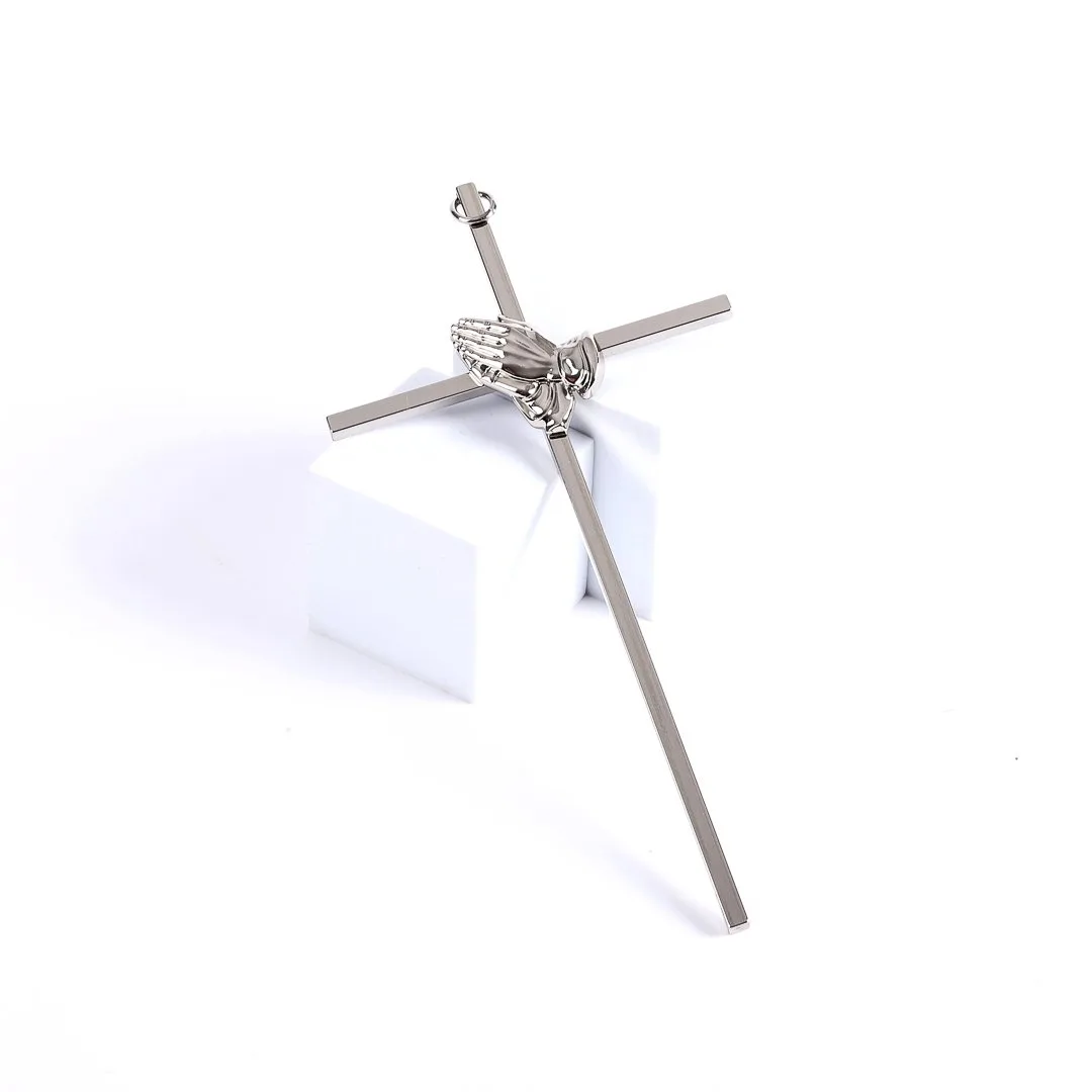 Wall Cross Praying hands silver- Swanson Christian Products