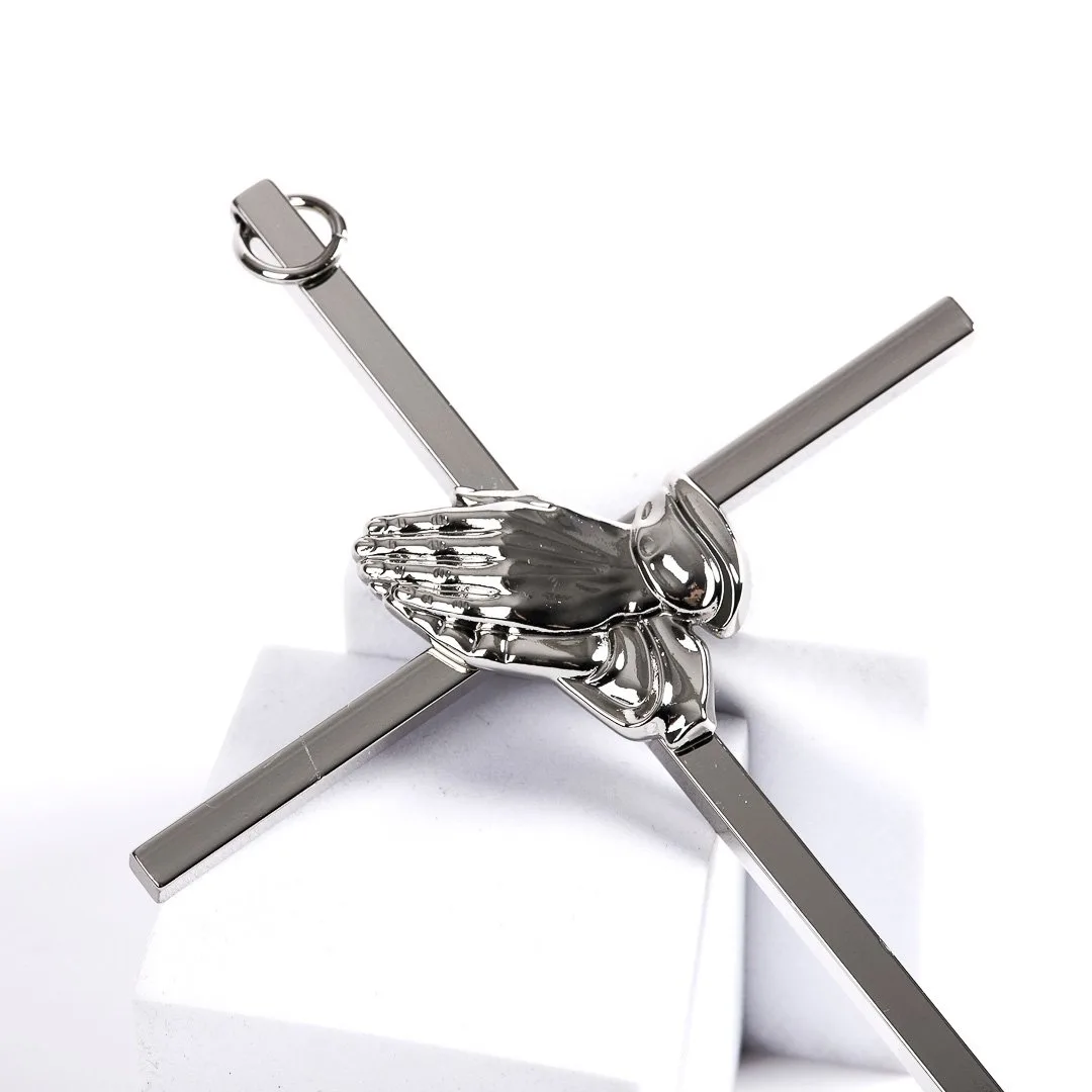Wall Cross Praying hands silver- Swanson Christian Products