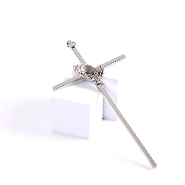 Wall Cross Praying hands silver- Swanson Christian Products