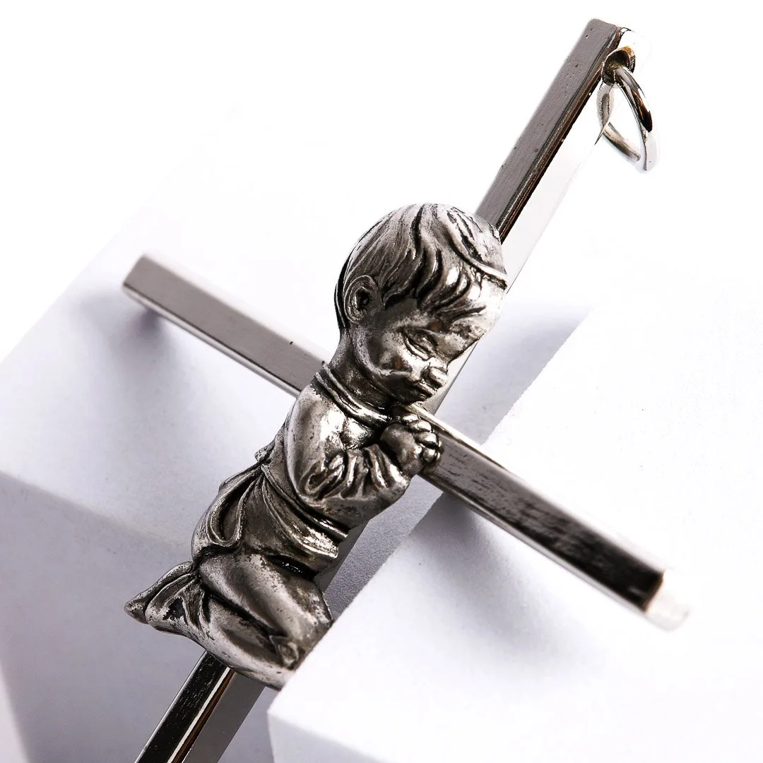 Wall Cross Praying Baby silver- Swanson Christian Products