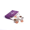 purple coin purse with cross inside the circle design