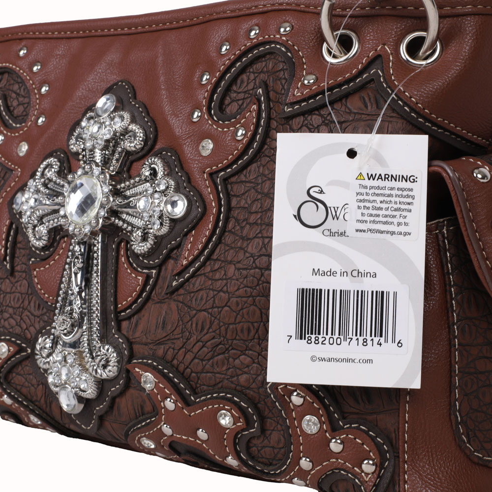 Fashion Conceal Carry Purse - Cross - Brown - Large - Image 4