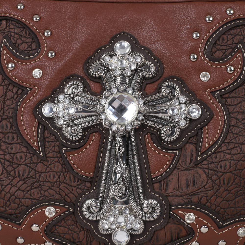 Fashion Conceal Carry Purse - Cross - Brown - Large - Image 5