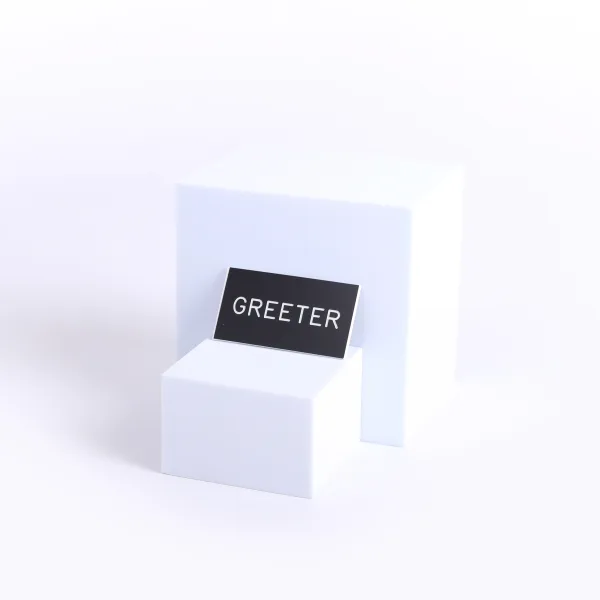 Badge Engraved Greeter Black Magnet- Swanson Christian Products