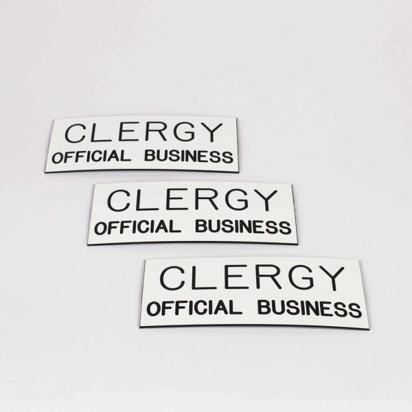 Engraved Sign Clergy Official Business Adhesive Back White- Swanson Christian Products