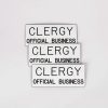 Engraved Sign Clergy Official Business Adhesive Back White- Swanson Christian Products