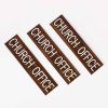 Engraved Sign Church Office Adhesive Back Walnut- Swanson Christian Products