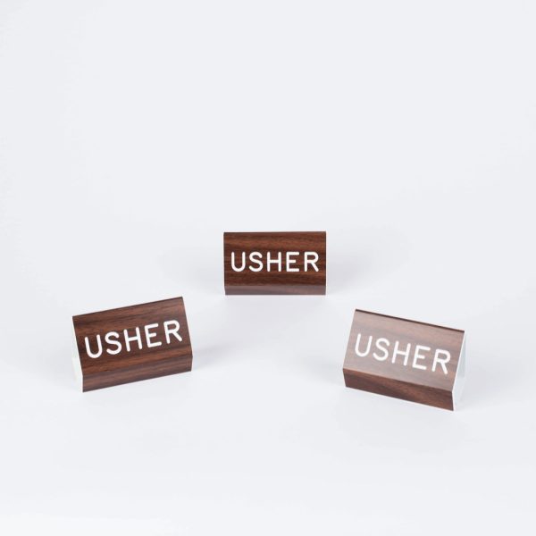 Engraved Pew Sign- Usher Walnut- Swanson Christian Products