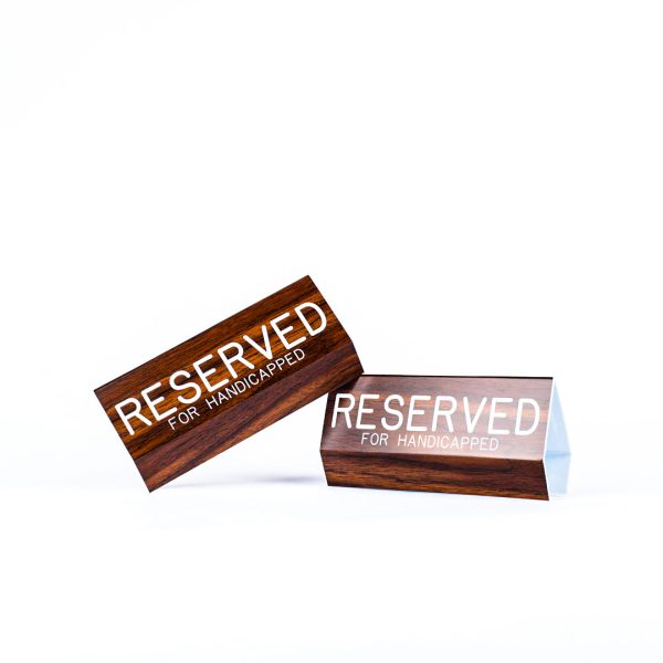 Engraved Pew Sign- Reserved For Handicapped Walnut- Swanson Christian Products