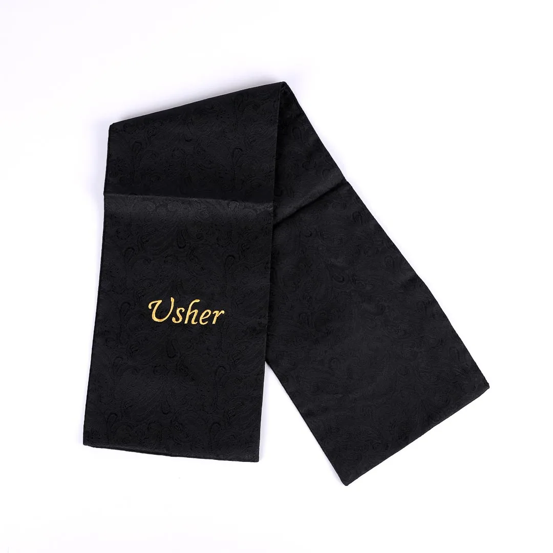 Pew Sash Usher Black W/Gold Letters - Image 2