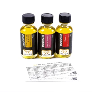 Anointing Oil Best Seller Assortment – 1 oz – 3 Pc (Frankincense & Myrrh, Rose of Sharon, Hyssop)