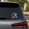White Jesus portrait vinyl decal displayed on a vehicle rear window, featuring a stylized image of Christ wearing the crown of thorns.