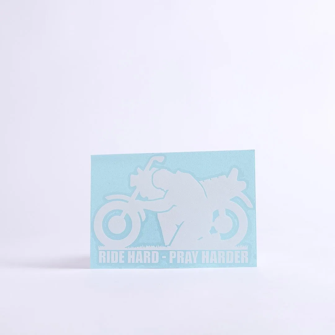 Auto Vinyl Decal - Ride Hard Pray Harder - White - 6Inx4In - Image 3