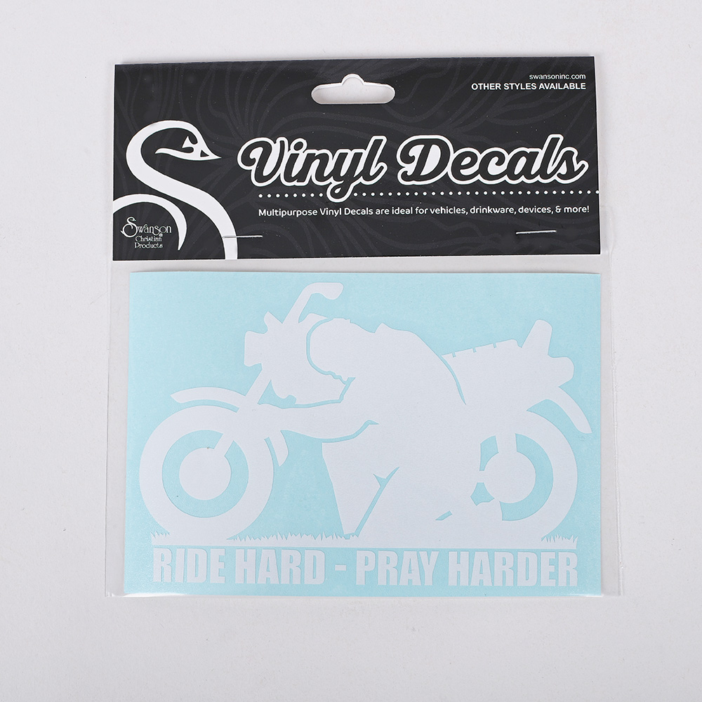 Auto Vinyl Decal - Ride Hard Pray Harder - White - 6Inx4In - Image 2