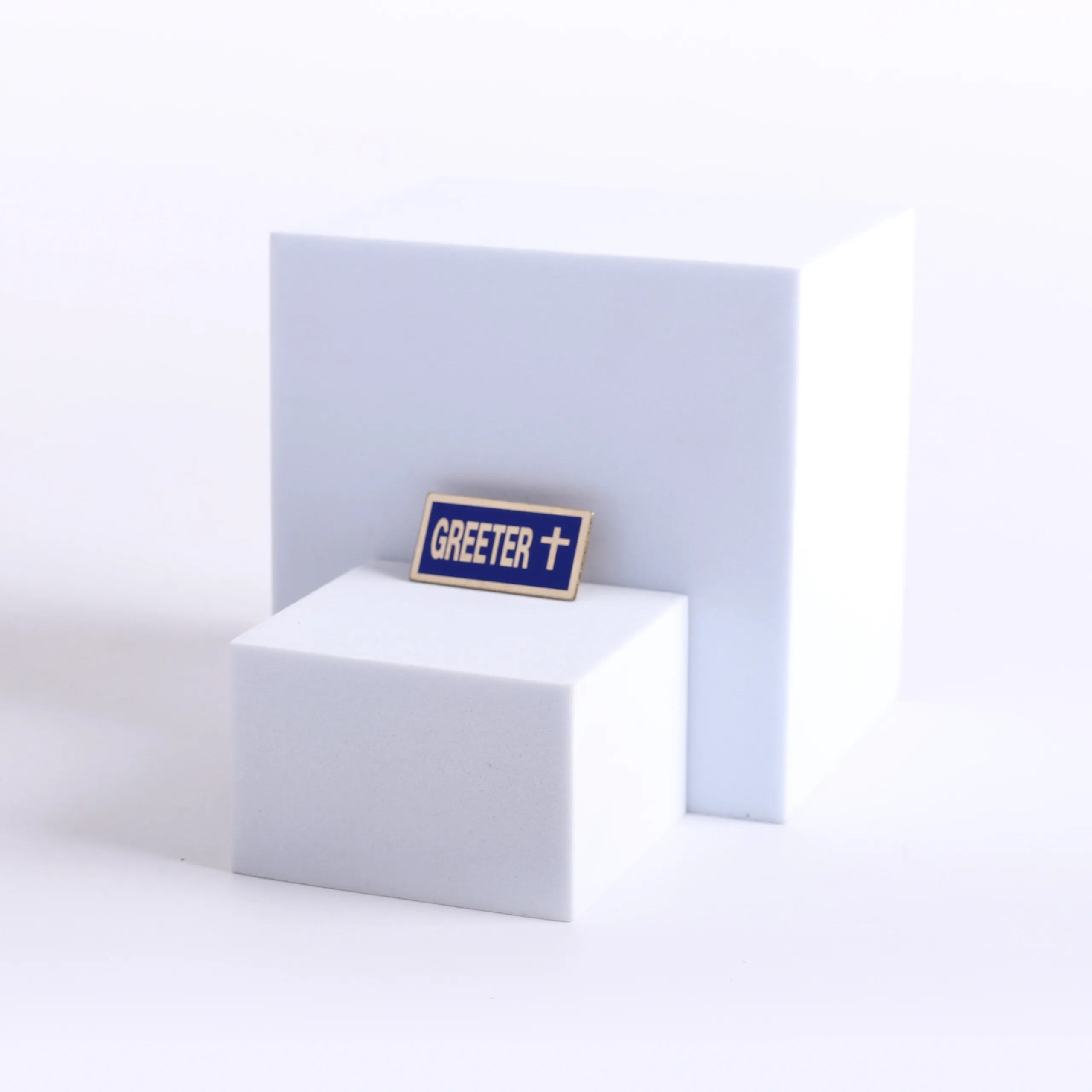 Badge Greeter Blue/Gold- Swanson Christian Products