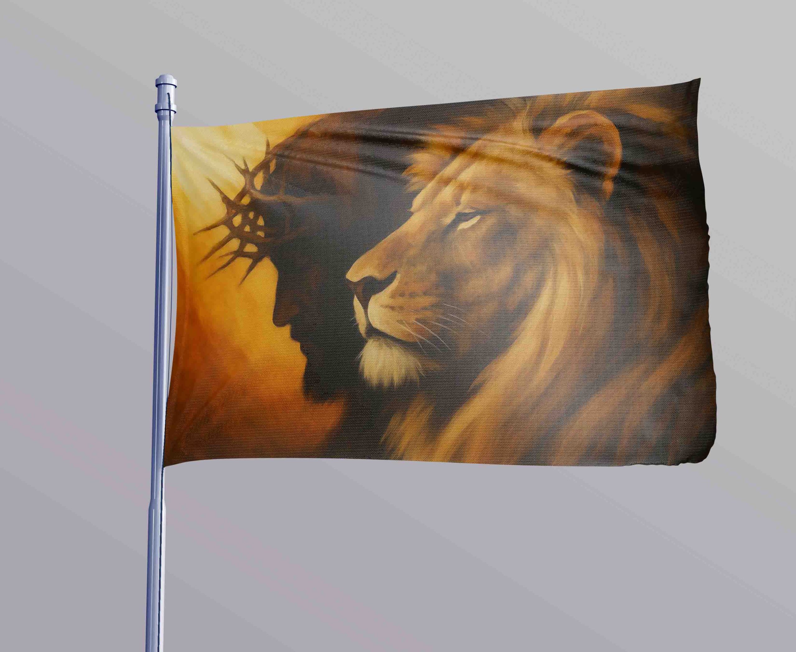 Flag - Jesus And The Lion - 3Ft X 5Ft - Image 3