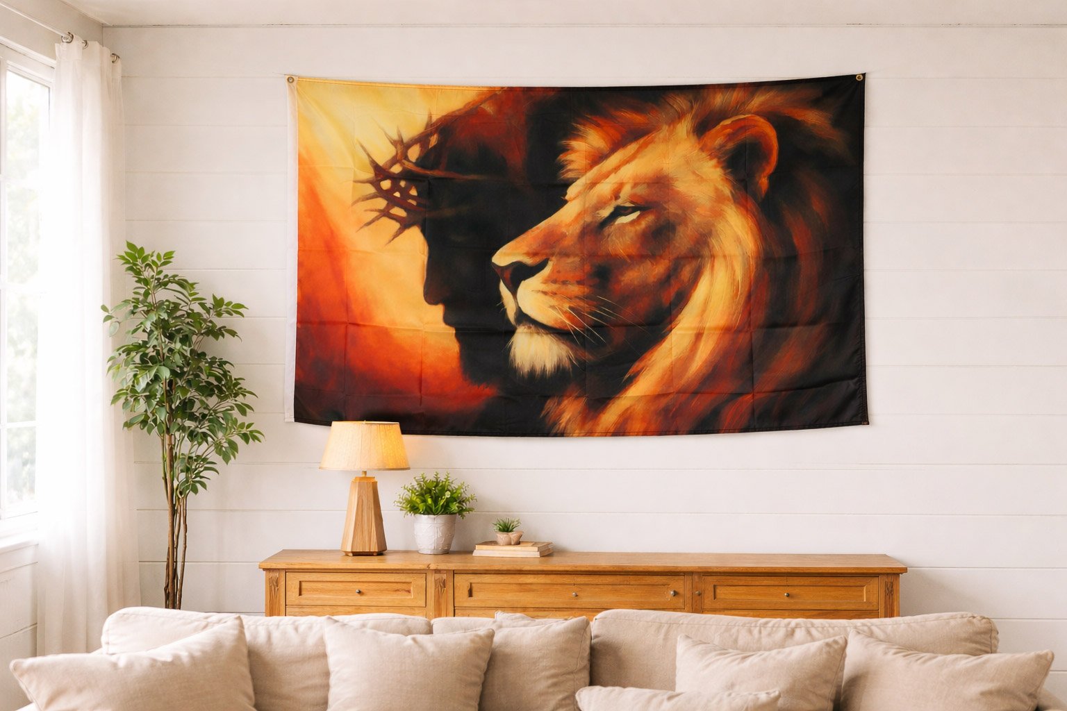 Flag - Jesus And The Lion - 3Ft X 5Ft - Image 2