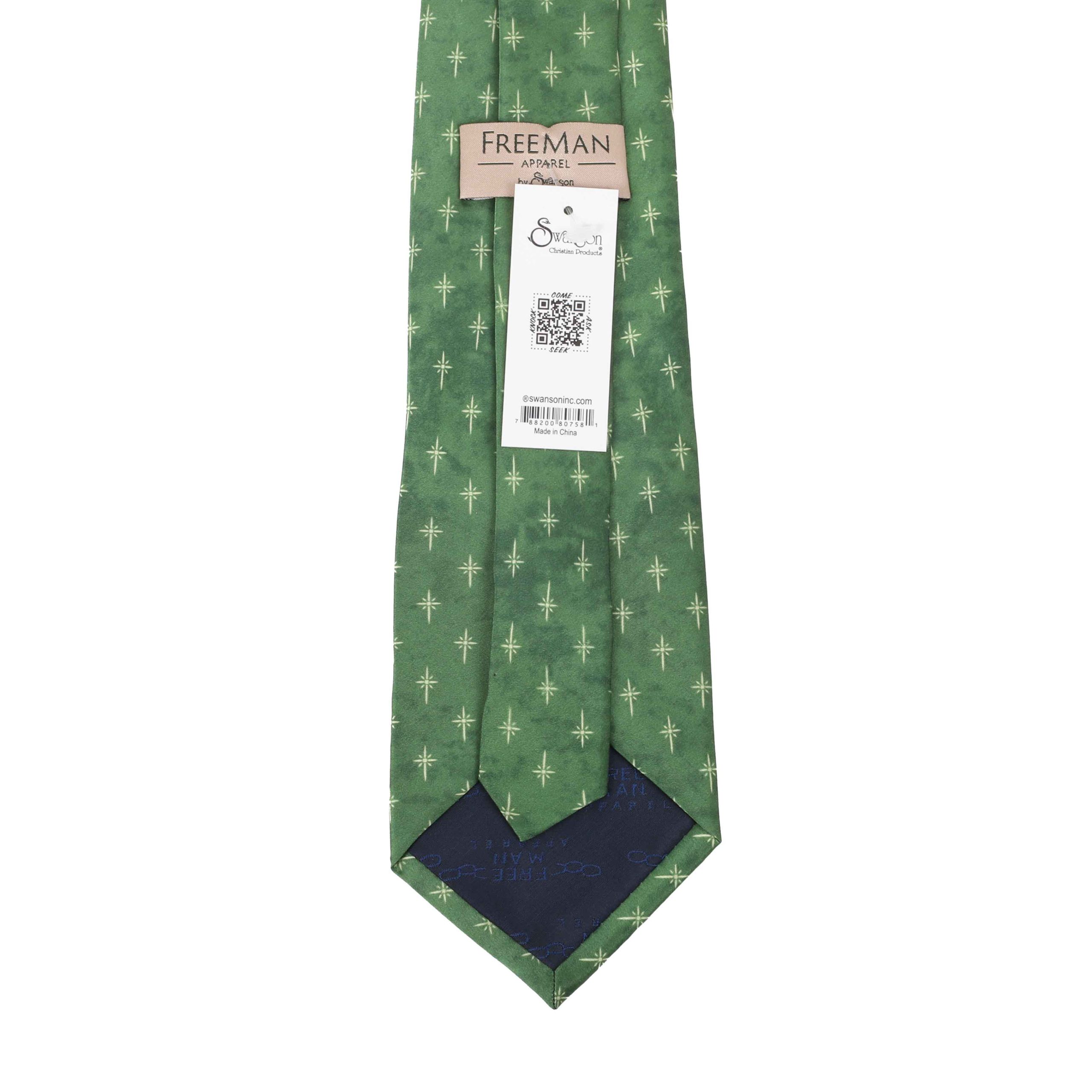 Freeman Tie Silk Star Cross Green - Image 2
