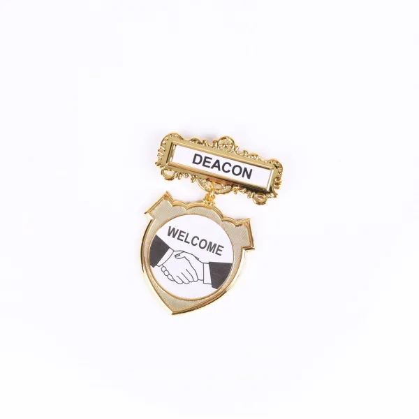 Badge Shield Deacon Shaking Hands Welcome Pin- Swanson Christian Products