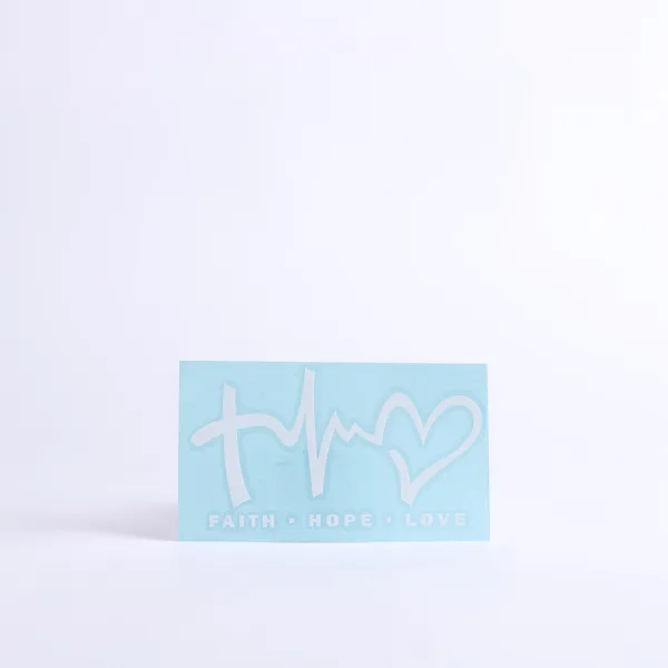 Auto Vinyl Decal - Faith Hope Love - White - 6.5Inx3.5In | Swanson Christian Products
