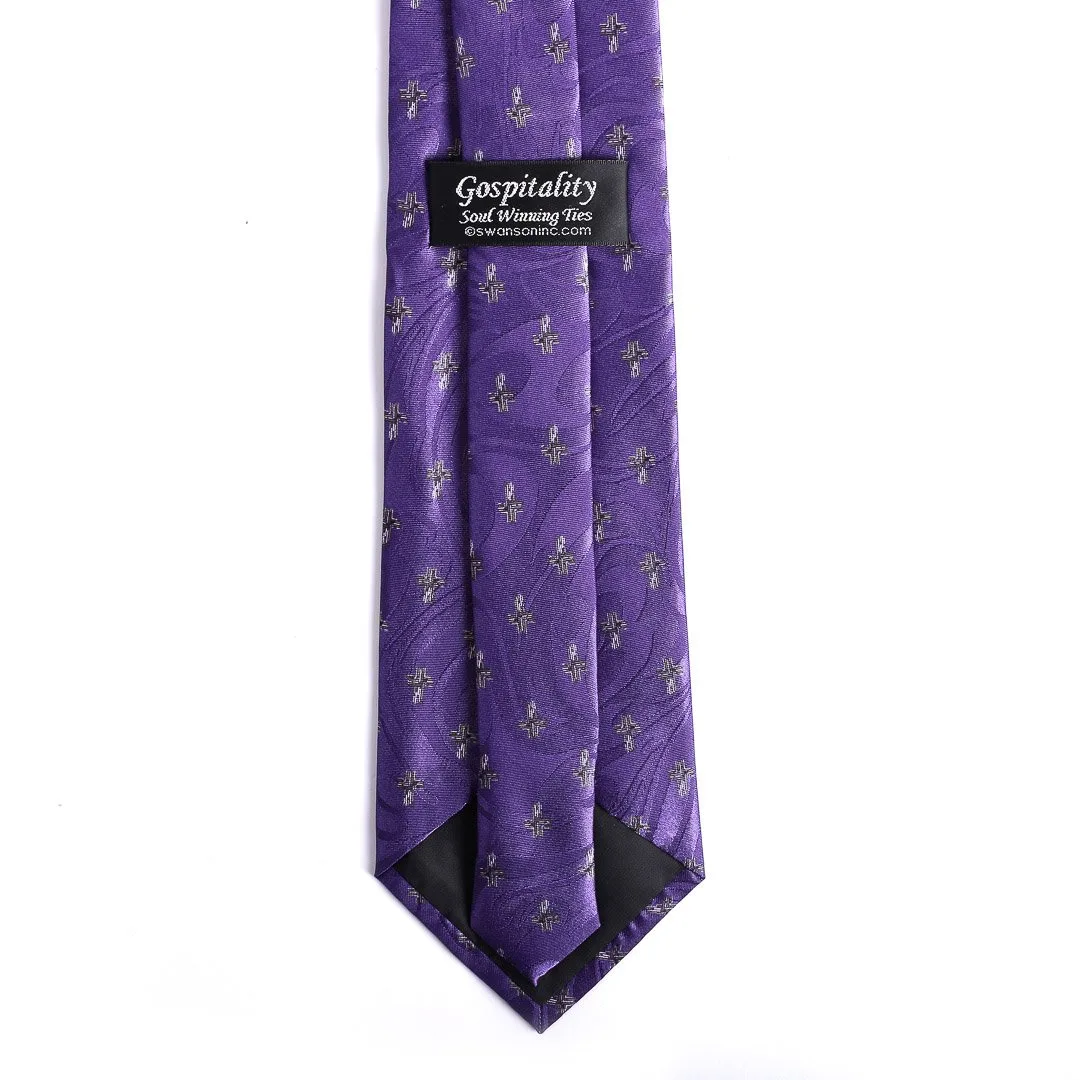 Tie Polyester - Purple Cross - Swanson Christian Products