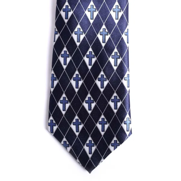 Tie Polyester - Diamond Cross - Navy Swanson Christian Product