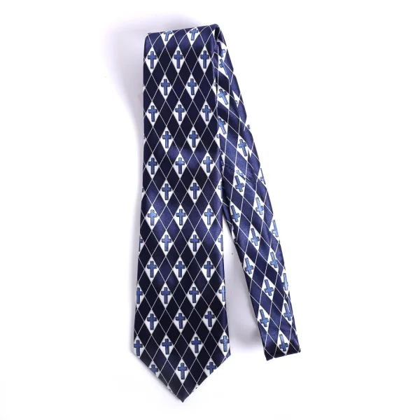 Tie Polyester - Diamond Cross - Navy Swanson Christian Product