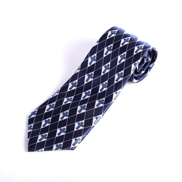 Tie Polyester - Diamond Cross - Navy Swanson Christian Product